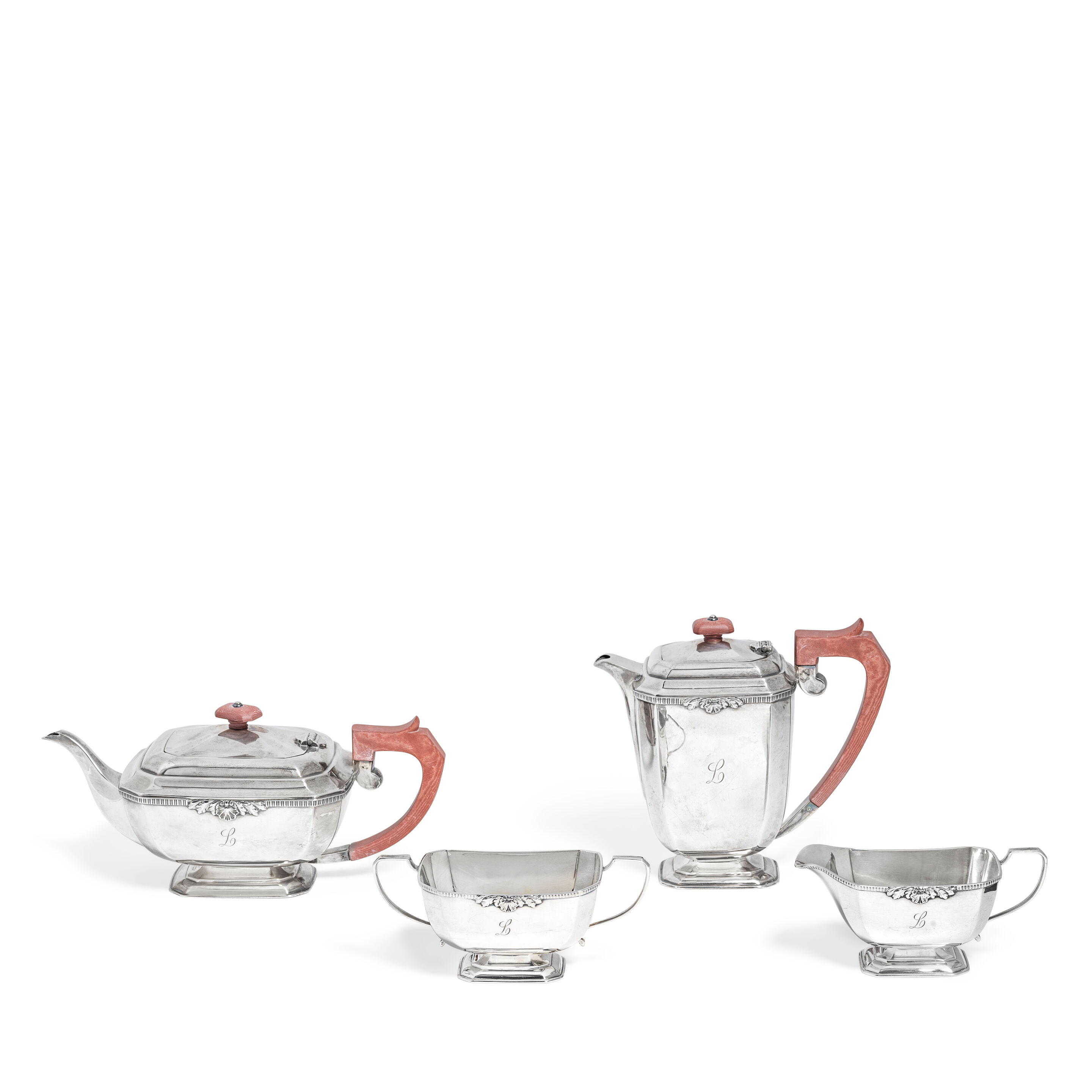 A silver four-piece tea service J B Chatterley & Sons Ltd, Birmingham 1973 - 1975 (4)