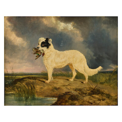 Charles Hancock (British, 1802-1877) Spaniel with a duck