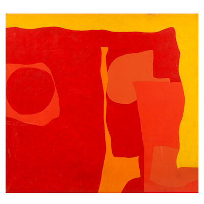 Patrick Heron (British, 1920-1999) OVERLAPPED VERMILIONS WITH YELLOW EDGE : JUNE 1965 122.4 x 132.8 cm. (48 1/4 x 52 1/4 in.)