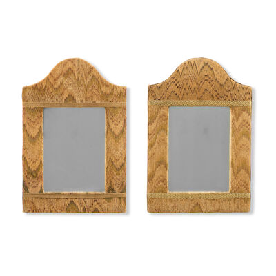 A pair of Bargello or flame stitch framed mirrorsThe flame stitch probably late 17th / early 18th century, mounted onto later first half 20th century frames (2)