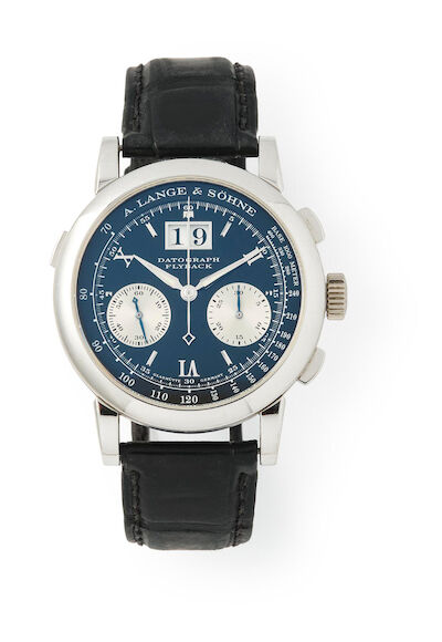 A. Lange & Söhne: Datograph Flyback of platinum, ref. 403.035F. Mechanical movement with manual winding, cal. L951.1. circa 2000.