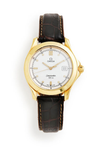 Omega: Seamaster 120m of 18k gold, ref. 196.1501. Quartz movement with date, cal. 1438. 1993.