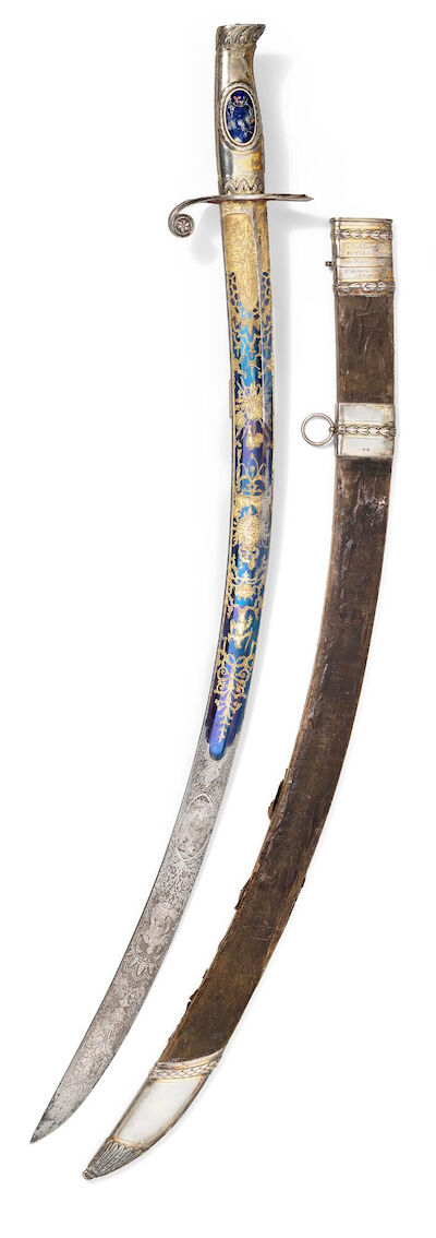 Thomas Goldney: A fine, high-quality English silver-hilted sabre, c. 1816-19.