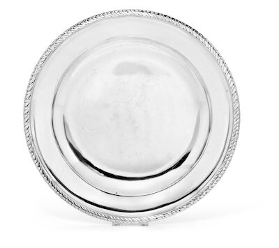 Ignaz Joseph Würth: A Louis XVI silver dish, monogram for Fr. Chr. I of Augustenborg. Vienna 1779. Diam. 32.5 cm.