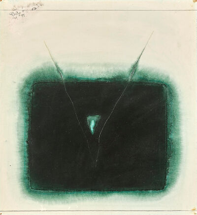 Sohan Qadri: Untitled. Signed Qadri Oct. 93; signed with dedication on the reverse. Mixed media on paper. Sheet size 58 x 54 cm. Unframed. Untitled. Signed Qadri Oct. 93; signed with dedication and dated 15.11.93 on the reverse. Ink, watercolour and incision on paper. Sheet size 58 x 54 cm. Unframed
