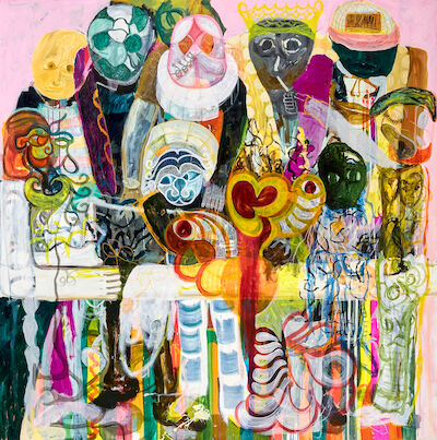 Peter Linde Busk: "The Friends", 2006. Signed on the reverse. Oil on canvas. 215 x 215 cm. Unframed. "The Friends", 2006. Signed on the reverse. Oil on canvas. 215 x 215 cm. Unframed.