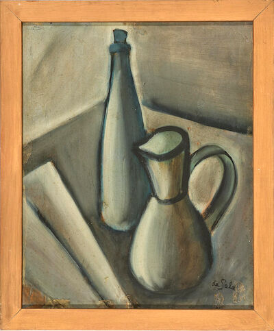 Eugène de Sala: Still life with jug and bottle. Signed de Sala. Oil on panel. 60 x 50 cm. Still life with jug and bottle. Signed de Sala. Oil on panel. 60 x 50 cm.
